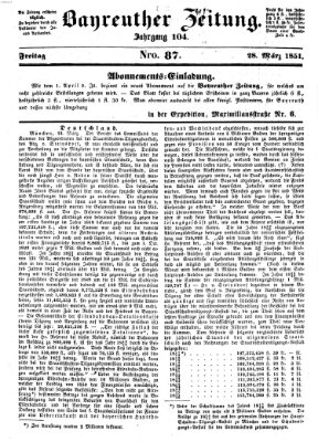 Bayreuther Zeitung Freitag 28. März 1851