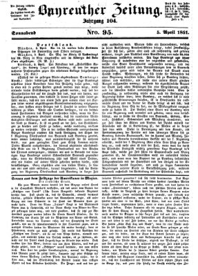 Bayreuther Zeitung Samstag 5. April 1851