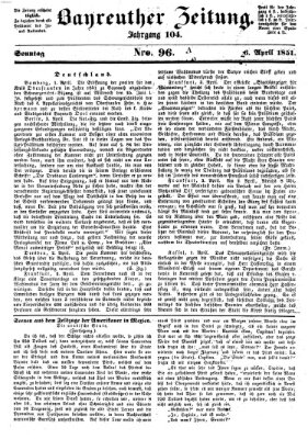 Bayreuther Zeitung Sonntag 6. April 1851