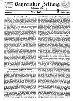 Bayreuther Zeitung Sonntag 13. April 1851