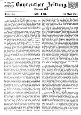 Bayreuther Zeitung Donnerstag 24. April 1851