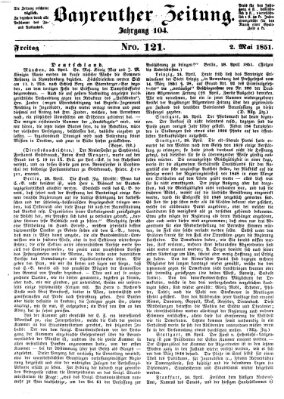 Bayreuther Zeitung Freitag 2. Mai 1851