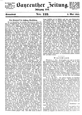 Bayreuther Zeitung Samstag 3. Mai 1851