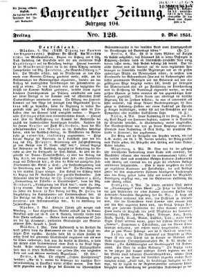 Bayreuther Zeitung Freitag 9. Mai 1851