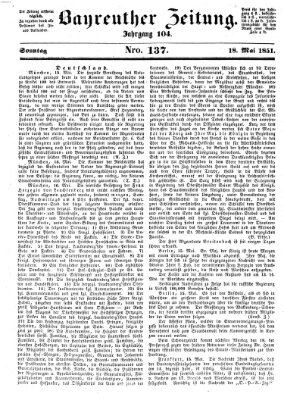 Bayreuther Zeitung Sonntag 18. Mai 1851