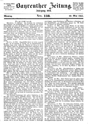 Bayreuther Zeitung Montag 19. Mai 1851