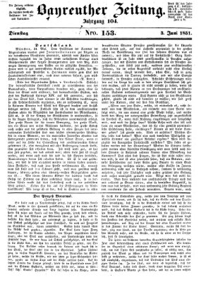 Bayreuther Zeitung Dienstag 3. Juni 1851