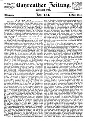 Bayreuther Zeitung Mittwoch 4. Juni 1851