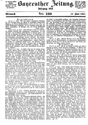 Bayreuther Zeitung Mittwoch 11. Juni 1851