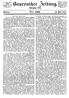 Bayreuther Zeitung Freitag 13. Juni 1851