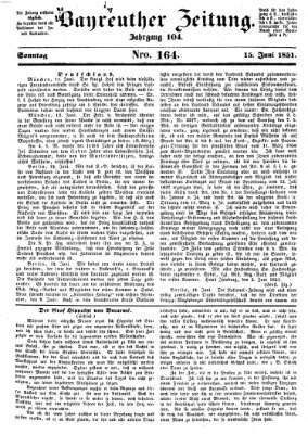 Bayreuther Zeitung Sonntag 15. Juni 1851