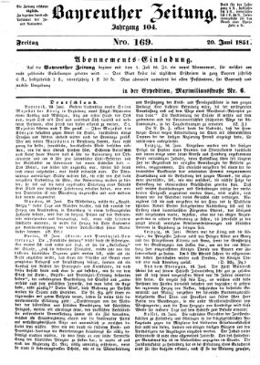 Bayreuther Zeitung Freitag 20. Juni 1851