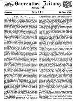 Bayreuther Zeitung Sonntag 22. Juni 1851