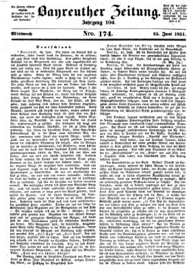 Bayreuther Zeitung Mittwoch 25. Juni 1851