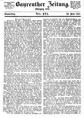 Bayreuther Zeitung Donnerstag 26. Juni 1851