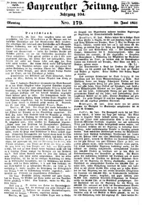 Bayreuther Zeitung Montag 30. Juni 1851