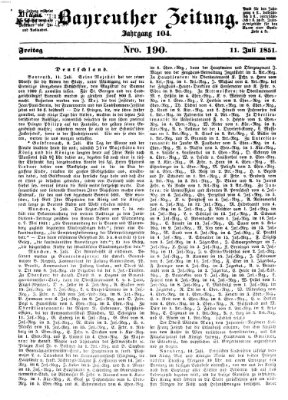 Bayreuther Zeitung Freitag 11. Juli 1851