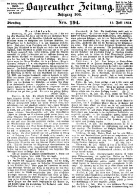 Bayreuther Zeitung Dienstag 15. Juli 1851