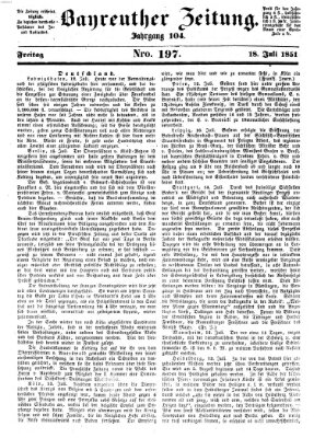 Bayreuther Zeitung Freitag 18. Juli 1851