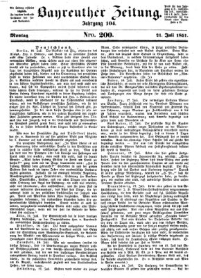 Bayreuther Zeitung Montag 21. Juli 1851