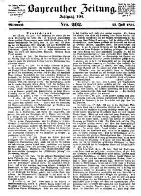 Bayreuther Zeitung Mittwoch 23. Juli 1851