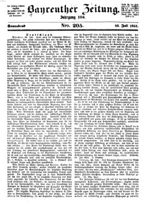 Bayreuther Zeitung Samstag 26. Juli 1851