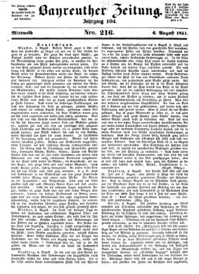 Bayreuther Zeitung Mittwoch 6. August 1851