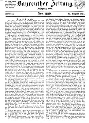 Bayreuther Zeitung Dienstag 19. August 1851