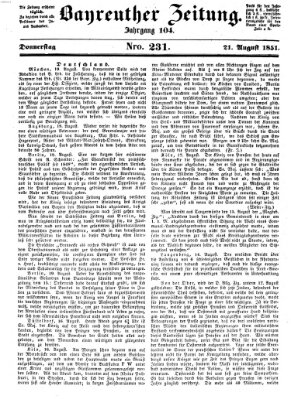 Bayreuther Zeitung Donnerstag 21. August 1851