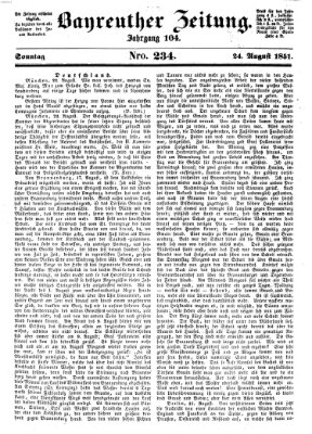 Bayreuther Zeitung Sonntag 24. August 1851