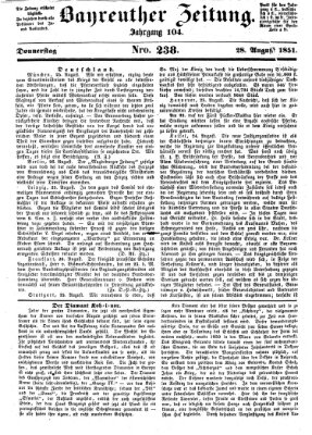 Bayreuther Zeitung Donnerstag 28. August 1851