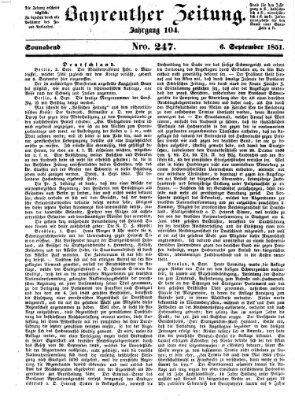 Bayreuther Zeitung Samstag 6. September 1851