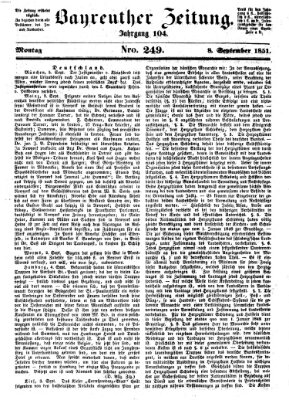 Bayreuther Zeitung Montag 8. September 1851