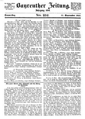 Bayreuther Zeitung Donnerstag 11. September 1851