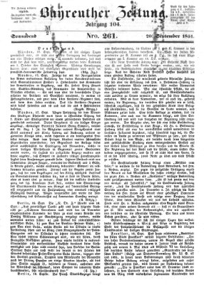 Bayreuther Zeitung Samstag 20. September 1851