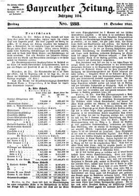 Bayreuther Zeitung Freitag 17. Oktober 1851