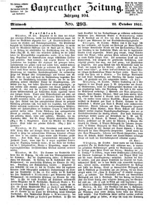 Bayreuther Zeitung Mittwoch 22. Oktober 1851