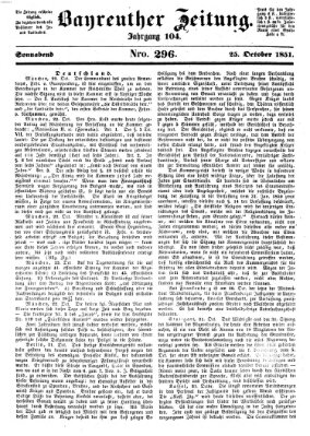 Bayreuther Zeitung Samstag 25. Oktober 1851