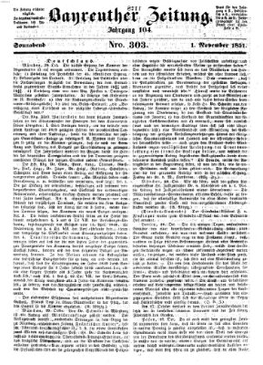 Bayreuther Zeitung Samstag 1. November 1851