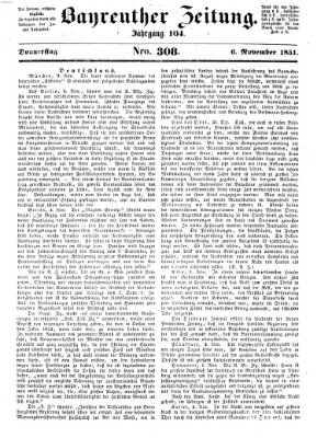 Bayreuther Zeitung Donnerstag 6. November 1851