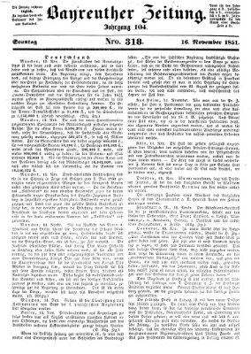 Bayreuther Zeitung Sonntag 16. November 1851