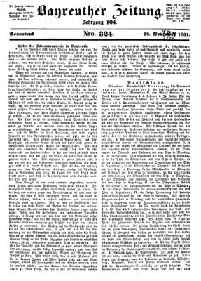 Bayreuther Zeitung Samstag 22. November 1851