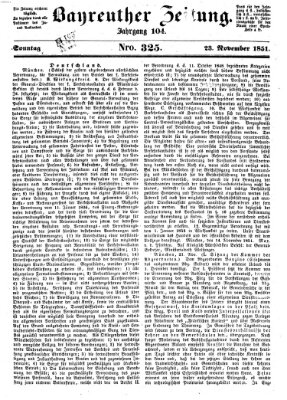 Bayreuther Zeitung Sonntag 23. November 1851