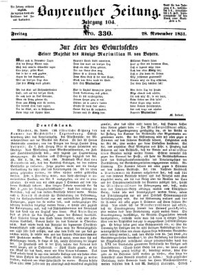 Bayreuther Zeitung Freitag 28. November 1851