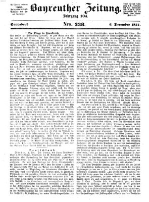 Bayreuther Zeitung Samstag 6. Dezember 1851