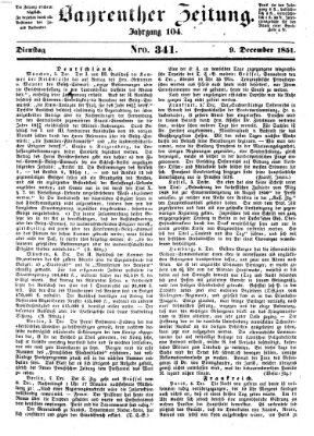 Bayreuther Zeitung Dienstag 9. Dezember 1851