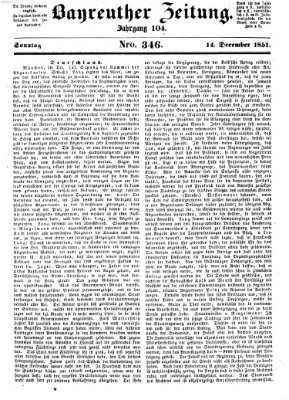 Bayreuther Zeitung Sonntag 14. Dezember 1851