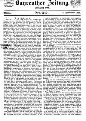 Bayreuther Zeitung Montag 15. Dezember 1851