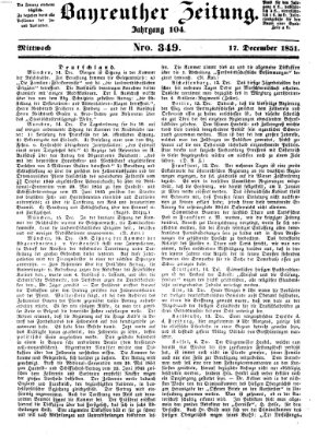 Bayreuther Zeitung Mittwoch 17. Dezember 1851