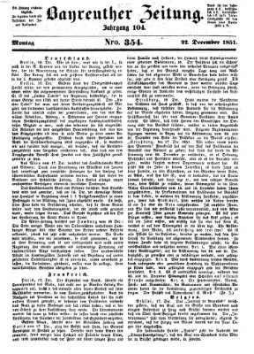 Bayreuther Zeitung Montag 22. Dezember 1851